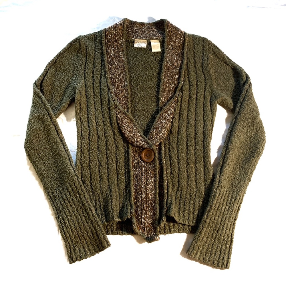 BKE button sweater green medium